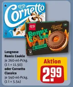 REWE DE Langnese Remix Cookie oder Cornetto Classico, EUR 2.99 tilbud