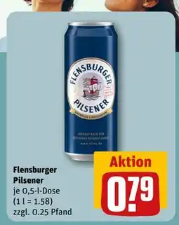 REWE DE Flensburger Pilsener, EUR 0.79 tilbud