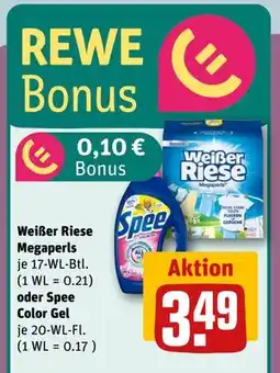 REWE DE Weißer Riese Megaperls oder Spee Color Gel, EUR 3.49 tilbud