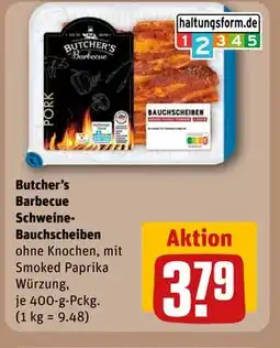 REWE DE Butcher's Barbecue Schweine-Bauchscheiben, EUR 3.79 tilbud