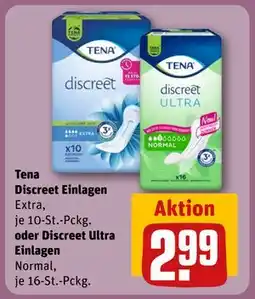 REWE DE Tena Discreet Einlagen oder Discreet Ultra Einlagen, EUR 2.99 tilbud