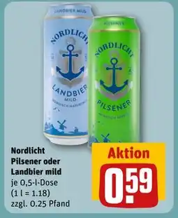 REWE DE Nordlicht Pilsener oder Landbier mild, EUR 0.59 tilbud