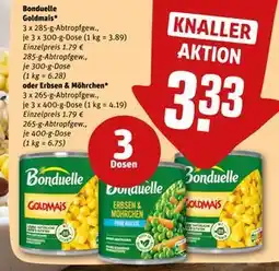 REWE DE Bonduelle Goldmais* oder Erbsen & Möhrchen*, EUR 3.33 tilbud