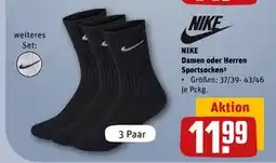 REWE DE NIKE Damen oder Herren Sportsocken, EUR 11.99 tilbud