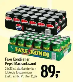 Føtex Faxe Kondi eller Pepsi Max sodavand tilbud