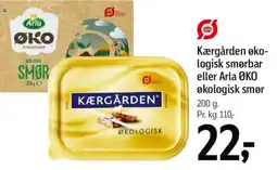Føtex Kærgården øko- logisk smørbar eller Arla OKO Økologisk smør tilbud
