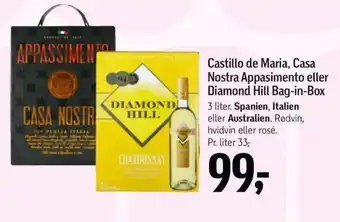 Føtex Castillo de Maria, Casa Nostra Appasimento eller Diamond Hill Bag-in-Box tilbud