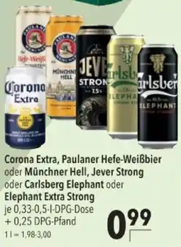 Citti Corona extra, paulaner hefe-weißbier oder münchner hell, jever strong oder carlsberg elephant oder elephant extra strong tilbud