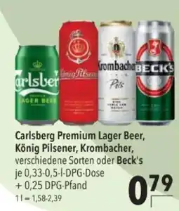 Citti Carlsberg premium lager beer, könig pilsener, krombacher tilbud