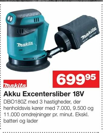 Bauhaus Akku Excentersliber 18V tilbud