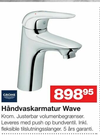 Bauhaus Håndvaskarmatur Wave tilbud