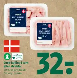 Coop 365 Coop kylling i tern eller strimler tilbud