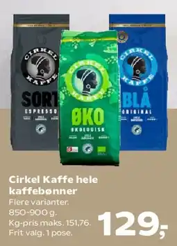 SuperBrugsen Cirkel Kaffe hele kaffebønner tilbud