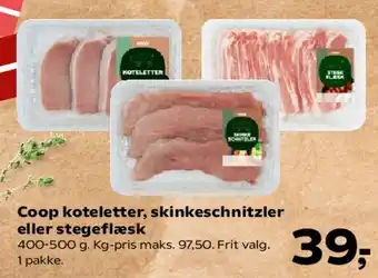 SuperBrugsen Coop koteletter, skinkeschnitzler eller stegeflæsk tilbud
