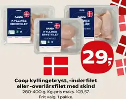 SuperBrugsen Coop kyllingebryst / -inderfilet / -overlårsfilet med skind tilbud
