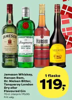 SuperBrugsen Jameson Whiskey, Hansen Rom, Dr. Nielsen Bitter, Tanqueray London Dry eller Flavoured Gin tilbud