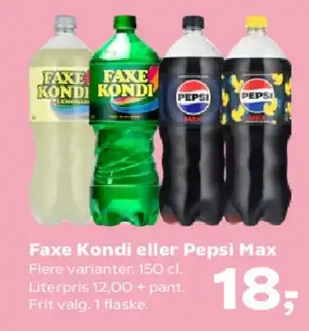 Kvickly Faxe Kondi eller Pepsi Max tilbud