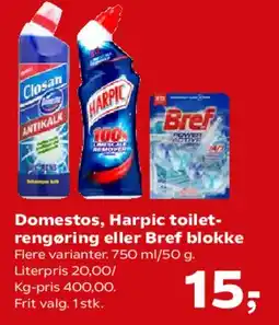 Kvickly Domestos, Harpic toilet-rengøring eller Bref blokke tilbud