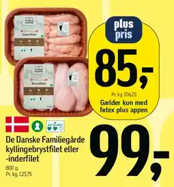 Føtex De Danske Familiegårde kyllingebrystfilet eller inderfilet tilbud