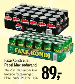 Føtex Faxe Kondi eller Pepsi Max sodavand tilbud