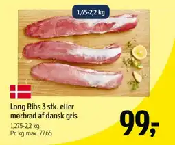 Føtex Long Ribs 3 stk. eller mørbrad af dansk gris tilbud