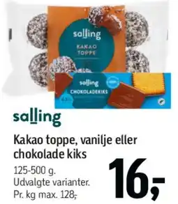 Føtex solling kakaotoppe, vanilje eller chokolade kiks tilbud