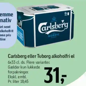 Føtex Carlsberg eller Tuborg alkoholfri tilbud
