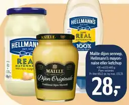 Føtex Maille dijon sennep, Hellmann's mayonnaise eller ketchup tilbud
