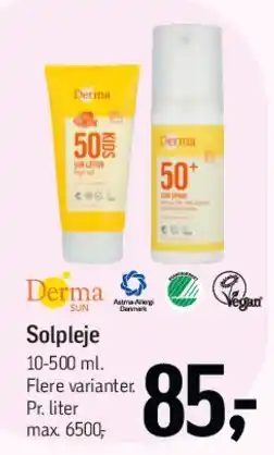 Føtex Derma solcreme SPF 50+ tilbud