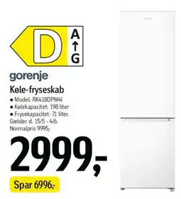Føtex Køle-fryseskab tilbud