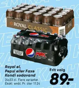 Bilka Royal øl / sodavand (pepsi / Faxe Kondi) tilbud