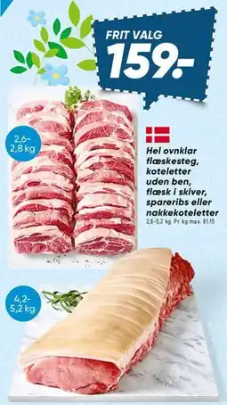 Bilka Hel ovnklar flæskesteg / koteletter / flæsk i skiver / spareribs / nakkekoteletter tilbud