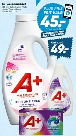 Bilka A+ vaskemiddel tilbud