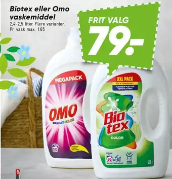 Bilka Biotex eller Omo vaskemiddel tilbud