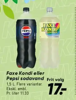 Bilka Faxe Kondi eller Pepsi sodavand (1,5 L) tilbud