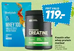 Bilka Kreatin eller whey protein marked tilbud