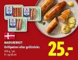 Lidl MADVÆRKET Grillpølser eller grillsticks tilbud