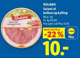 Lidl DULANO Salami af kalkun og kylling tilbud