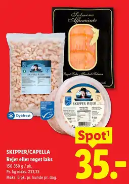 Lidl SKIPPER/CAPELLA Rejer eller røget laks tilbud