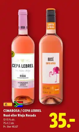 Lidl CIMAROSA/CEPA LEBREL Rosé eller Rioja Rosada tilbud