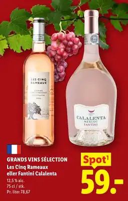 Lidl GRANDS VINS SÉLECTION Les Cinq Rameaux eller Fantini Calalenta tilbud