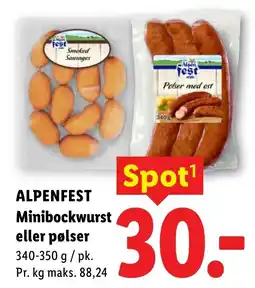 Lidl ALPENFEST Minibockwurst eller pølser tilbud