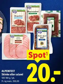 Lidl ALPENFEST Skinke eller salami tilbud