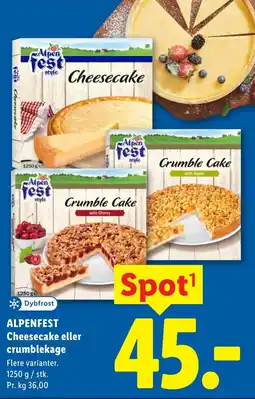 Lidl ALPENFEST Cheesecake eller crumblekage tilbud