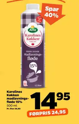 Netto Arla Karolines Køkken madlavnings- fløde 15% tilbud