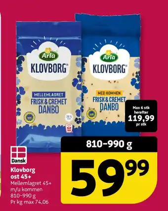 Dansk Klovborg ost 45+