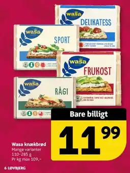Løvbjerg Wasa knækbrød tilbud
