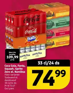 Løvbjerg Coca Cola, Fanta, Squash, Sprite Zero el. Ramlösa tilbud
