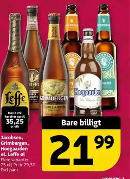 Løvbjerg Jacobsen, Grimbergen, Hoegaarden el. Leffe øl tilbud