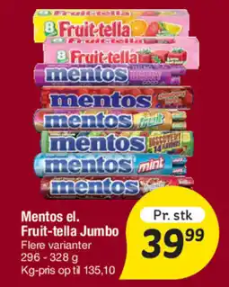 Fakta Tyskland Mentos el. Fruit-tella Jumbo tilbud